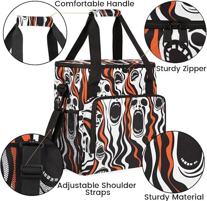 Fantastic Spooky Ghosts Coffee Maker Carrying Bag Travel Storage Bag Compatible with K-Mini or K-Mini Plus Single Serve Coffee Brewer Carrying Case with Multiple Pockets &amp Shoulder Strap