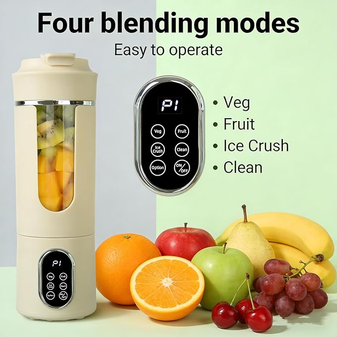 Wireless Portable Blender Personal Juicer 530ml Cordless with 50W Motor for Smoothies &amp Shakes Quick Rinse Mode USB Fast Charging Personal Blender for Travel Home Office (white)