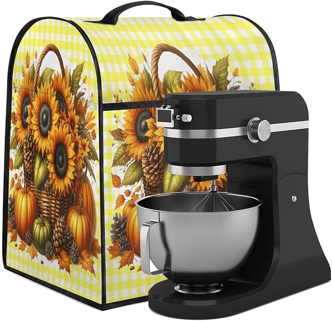 cfpolar Kitchen Aid Mixer Cover Compatible with 6-8 Quarts Pumpkin Sunflower Pinecones Stand Mixer Cover Kitchen Aid Mixers Accessories Appliance Organizer Bag Dust Covers with Zipper Pocket