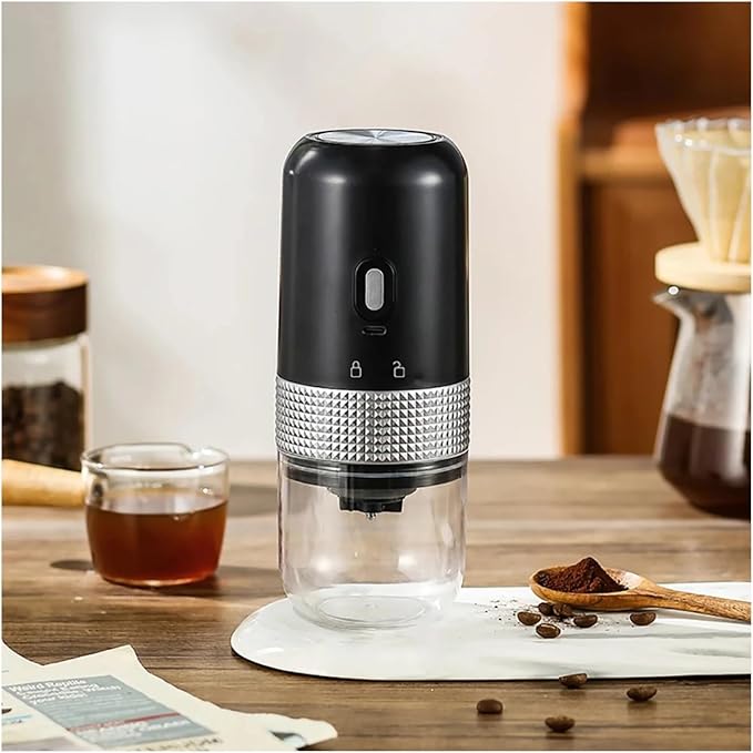 Portable Coffee Machine Automatic Coffee Grinder Portable USB Charging Kitchen Toolfor Outdoor Travel Picnic(White)