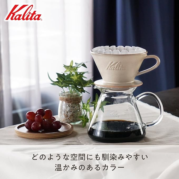 Carita Coffee Dripper Mino Ware High Heat Retention Pottery For 2-4 People DACHI &amp Kalita Pistachio #02109 Wave Series Made in Japan Drip Equipment For 2 People For 4 Cups Porcelain Stylish