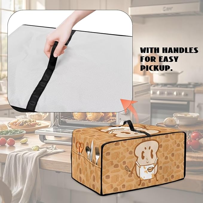 Bread Toaster Oven Cover Lightweight Polyester Fabric Wide Slots Toaster Cover Small Appliance Covers for Kitchen Keep Toasters Free From Dust and Fingerprint