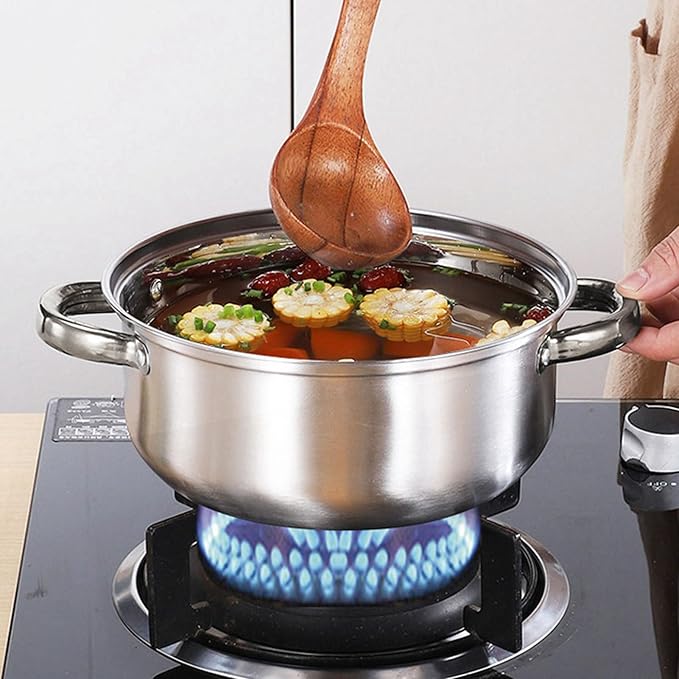 7 Piece Cookware Set Stainless Steel Double Ear Soup Pot Single Handle Milk Pan Frying Pan with Lids for Kitchen Cooking