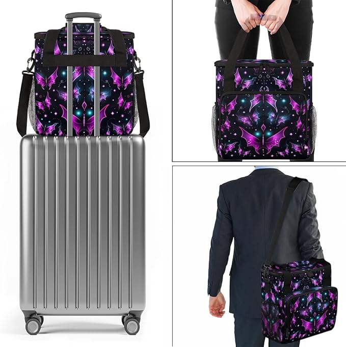 Halloween Bat Coffee Maker Carrying Bag Modern Bat Travel Storage Bag Compatible with K-Mini or K-Mini Plus Single Serve Coffee Brewer Carrying Case with Multiple Pockets &amp Shoulder Strap