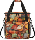 Falling Leaves Coffee Maker Travel Bag for Keurig K-Mini/K-Mini Plus Insulated Waterproof Tote with Pockets for K-Cup Portable Single-Serve Brewer Case