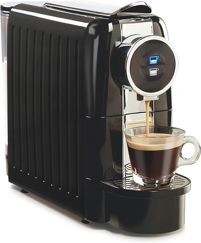 Hamilton Beach Espresso Machine Compatible with Nespresso Pods Single Serve Coffee Maker Powerful Italian 19 Bar Pump 22 oz. Water Reservoir Custom Cup Size Holds 13 Capsules Black (40726)