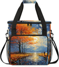 Oil Painting Trees Coffee Maker Travel Bag for Keurig K-Mini/K-Mini Plus Insulated Waterproof Tote with Pockets for K-Cup Portable Single-Serve Brewer Case