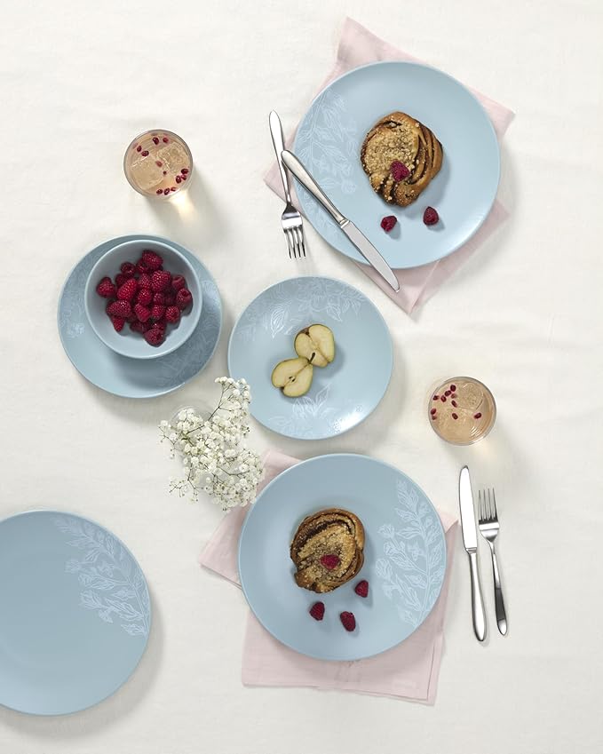 Oneida 897393 Roseto 12-Piece Dinnerware Set French Blue
