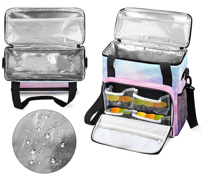 Purple Glitter Coffee Maker Carrying Bag Pink Blue Travel Storage Bag Compatible with K-Mini or K-Mini Plus Single Serve Coffee Brewer Carrying Case with Multiple Pockets &amp Shoulder Strap
