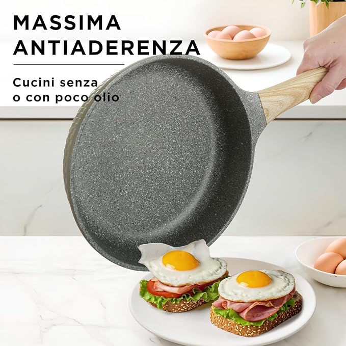 Bambù 10Pcs Cookware set Die-cast Aluminum pots and pans Nonstick frying pans and casseroles Induction safe PFOA-free (Green 10 pcs)