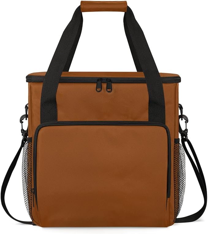 Brown Coffee Maker Carrying Bag Waterproof Insulated Leakproof Cooler Bag Portable Storage Tote Bag Organizer With Shoulder Strap