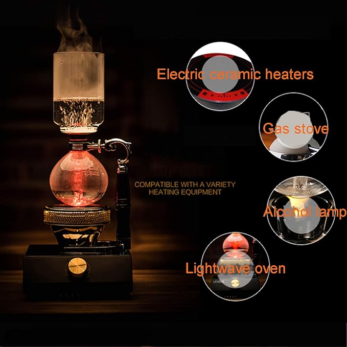 Siphon Glass Pot Syphon Coffee MakerHand Siphon Coffee Maker PotVacuum Coffee Brewer Tea Siphon PotCoffee Machine Filter 2-5 Cup5