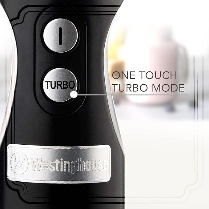 Westinghouse Hand Blender - 5-Speed Immersion Blender with Turbo Function Stainless Steel Blades &amp Rod 500W Power Detachable Easy Clean Design Best for Smoothies &amp Soups - Retro Appliance