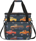 Trucks Theme Coffee Maker Travel Bag for Keurig K-Mini/K-Mini Plus Insulated Waterproof Tote with Pockets for K-Cup Portable Single-Serve Brewer Case