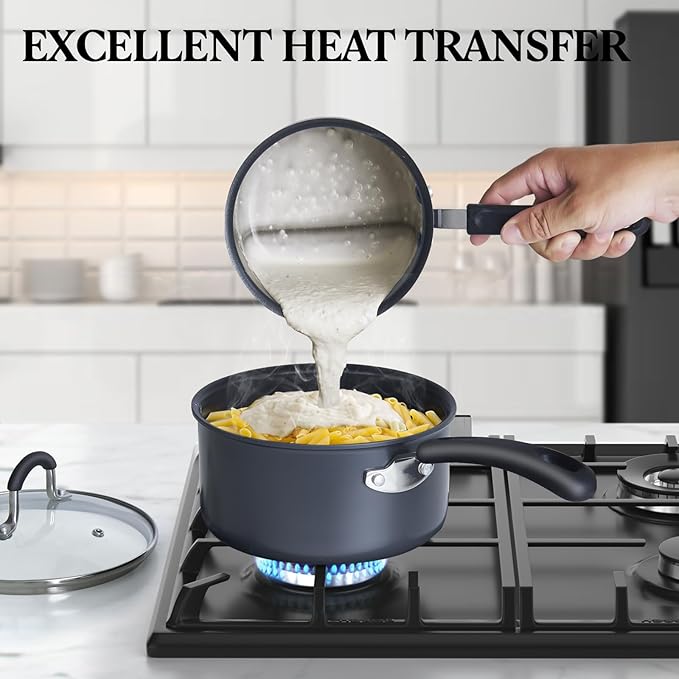 Cook N Home Professional Hard Anodized Nonstick Pots and Pans 10-Piece Cookware Set with Stay-Cool Handles Black