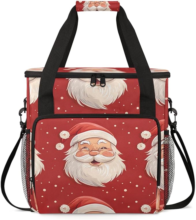 Cute Santa Claus Coffee Maker Carrying Bag Colorful Santa Claus Travel Storage Bag Compatible with K-Mini or K-Mini Plus Single Serve Coffee Brewer Carrying Case with Pockets &amp Shoulder Strap
