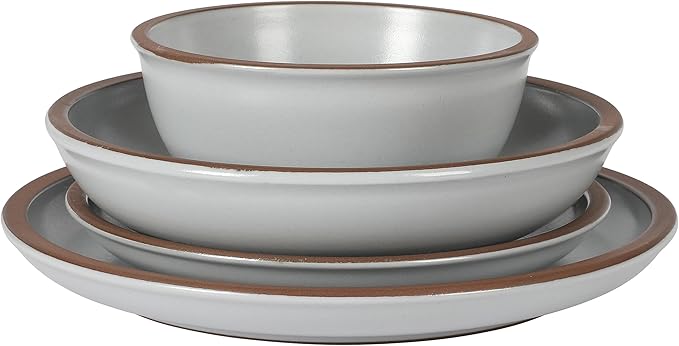 Gibson Elite Lagos Coupe Dinnerware Set Service for 4 (16pcs) Light Grey