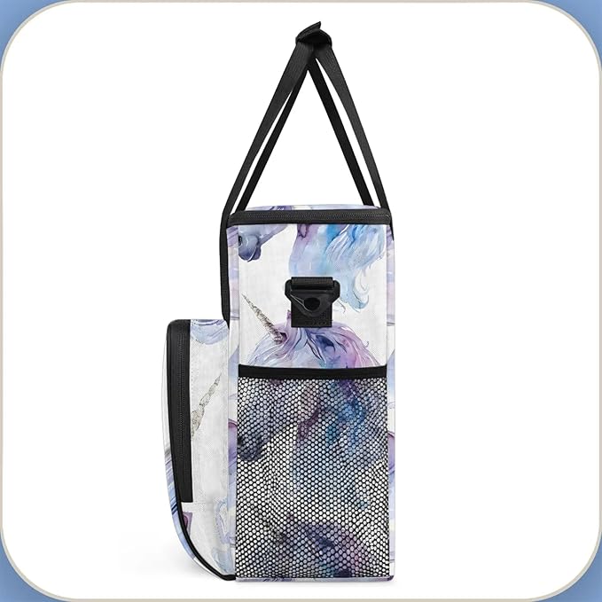 Unicorn Coffee Maker Carring Bag Large Insulated Storage Organizer Case Tote Bags with Shoulder Strap for Travel Work Picnic