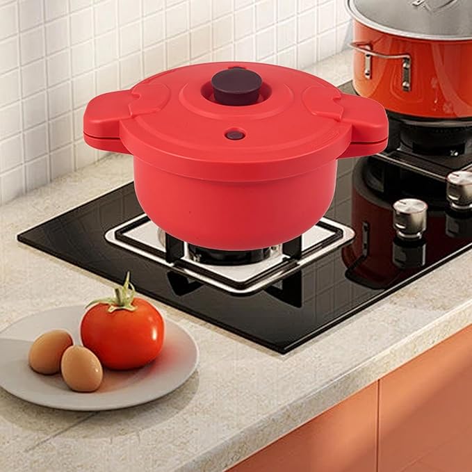 Microwave Rice Cooker Small Food Grade PP Kitchenware Anti Scald Handle Easy Clean No Fire Cookware Soup Pot