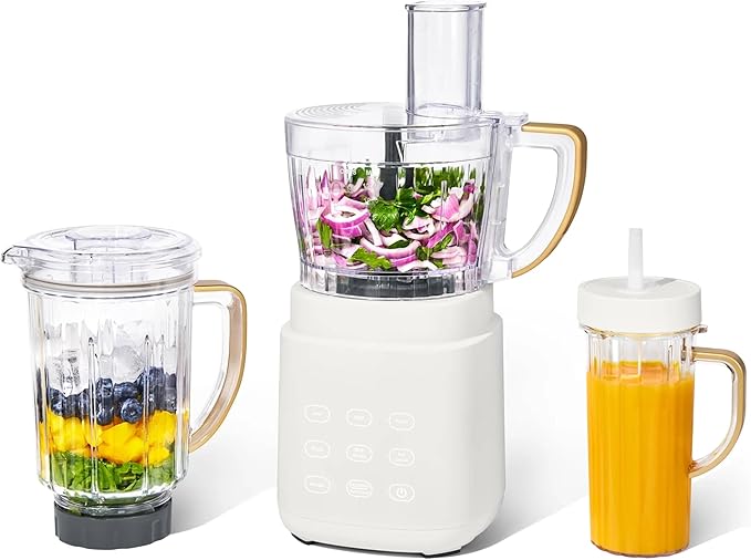 3-in-1 Kitchen Appliance System with Blender Food Processor and Personal Cup (White Icing)