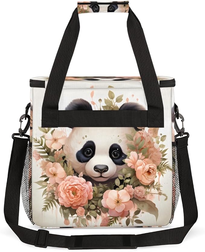 Cute Panda Coffee Maker Carrying Bag Garland Portable Travel Storage Tote Bag Compatible with K-Mini or K-Mini Plus Single Serve Coffee Brewer Carrying Case with Multiple Pockets &amp Shoulder Stra