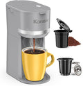 Single Serve Coffee Maker for K-Cup and Ground Coffee Fast Brew 6-12 oz Brew Sizes One Cup Coffee Machine Fits 5.5 Mugs One-Button Small Coffee Maker with Descaling ReminderGrey