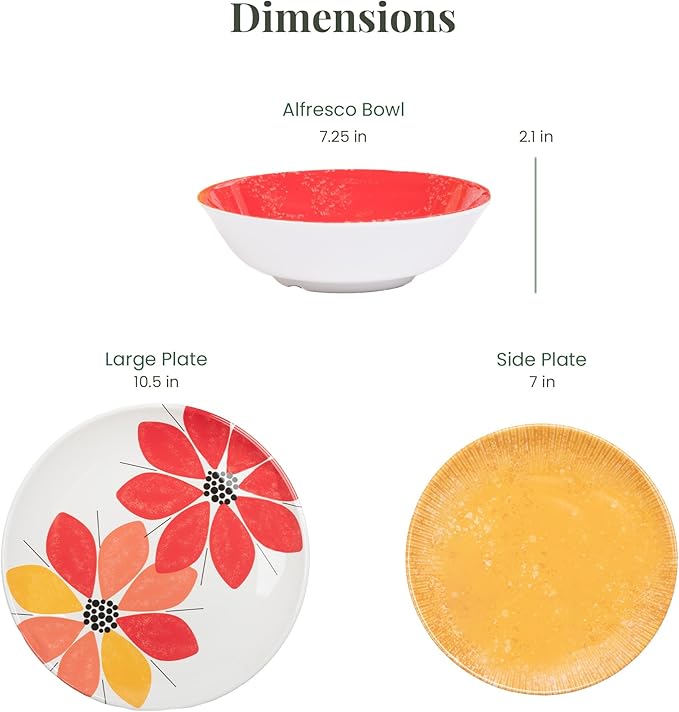 Larder &amp Vine 12-Piece Melamine Dinnerware Set: Durable Lightweight Break-Resistant Plates &amp Bowls – Stylish Non-Toxic Dishwasher Safe – Ideal for Everyday Use Indoor &amp Outdoor Dining