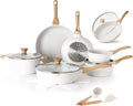 SENSARTE Ceramic Nonstick Cookware Set 17 Piece includes 8 Inch Omelet Pan with Lid Induction Compatible Frying Pan Skillet