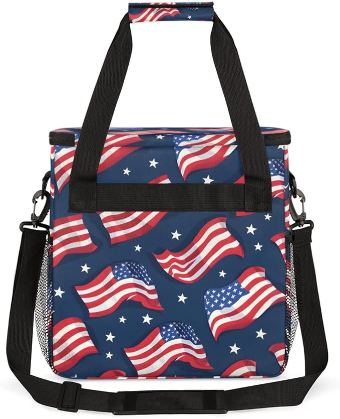 Star-Spangled Banner Coffee Maker Carrying Bag 4th of July Travel Storage Bag Compatible with K-Mini or K-Mini Plus Single Serve Coffee Brewer Carrying Case with Multiple Pockets &amp Shoulder Stra