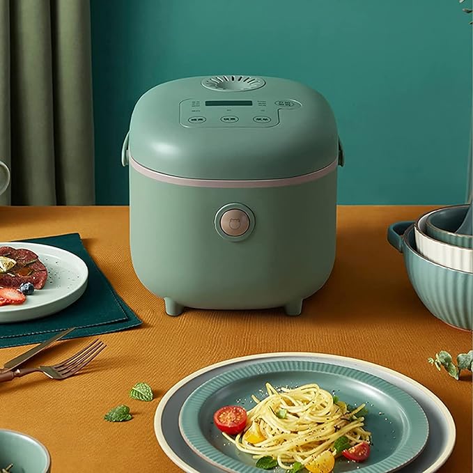 3L Retro Green Rice Cooker Non-Stick Inner Pot Automatic Cooking Machine with Keep Warm Funtion Easy Cleaning for 1-3 People