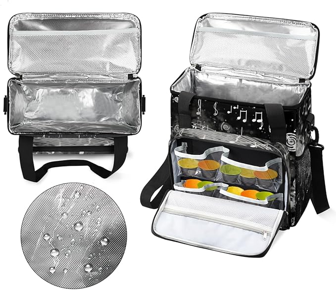 Beat Notes Coffee Maker Carrying Bag Active Music Symbol Travel Storage Bag Compatible with K-Mini or K-Mini Plus Single Serve Coffee Brewer Carrying Case with Multiple Pockets &amp Shoulder Strap