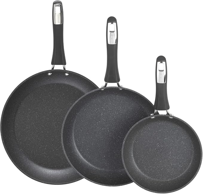 GoodCook 3-Piece Micro-Divot Nonstick Aluminum Fry Pan Set with Silicone Handles Includes 8 10 and 12 Fry Pans Long-Lasting Nonstick Superior Cooking Ergonomically Designed Easy to Clean