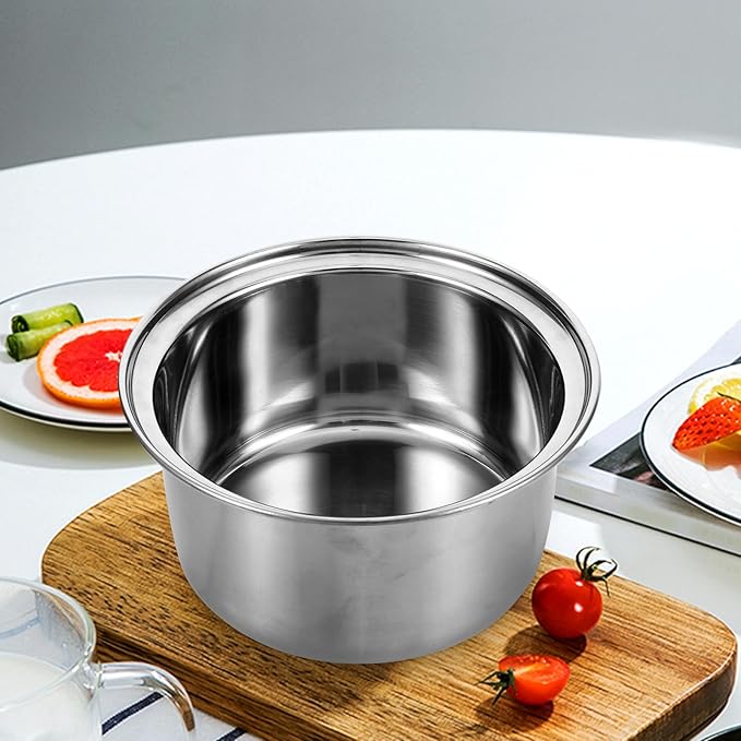 Small Hot Pot Liner Stainless Steel Rice Cooker Nonstick Stew Pot Rice Maker Pan Rice Cooking Pan Rice Inner Tank Fondue Pot Soup Pot Liner for Stove Top Individual Pasta Portable
