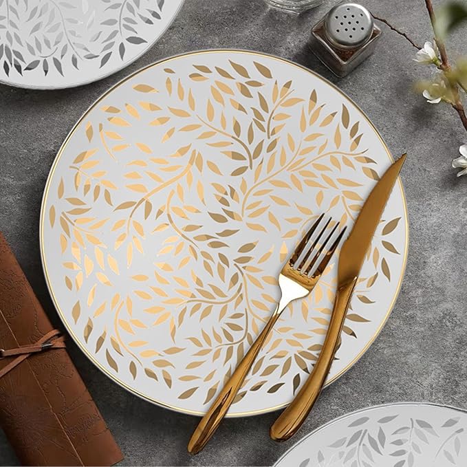 bone china dinnerware sets for 4 kitchen dishes set tableware set for dining include 6.5&amp8&amp10.5&amp12 inch plate European retro style