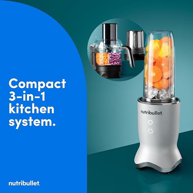 nutribullet® Ultra Plus+ 3-1 Compact Kitchen System 1200W Kitchen System with Blender Food Processor and Coffee and Spice Grinder 32oz and 24oz Blending Cups 2-Cup Food Processor Pearl White