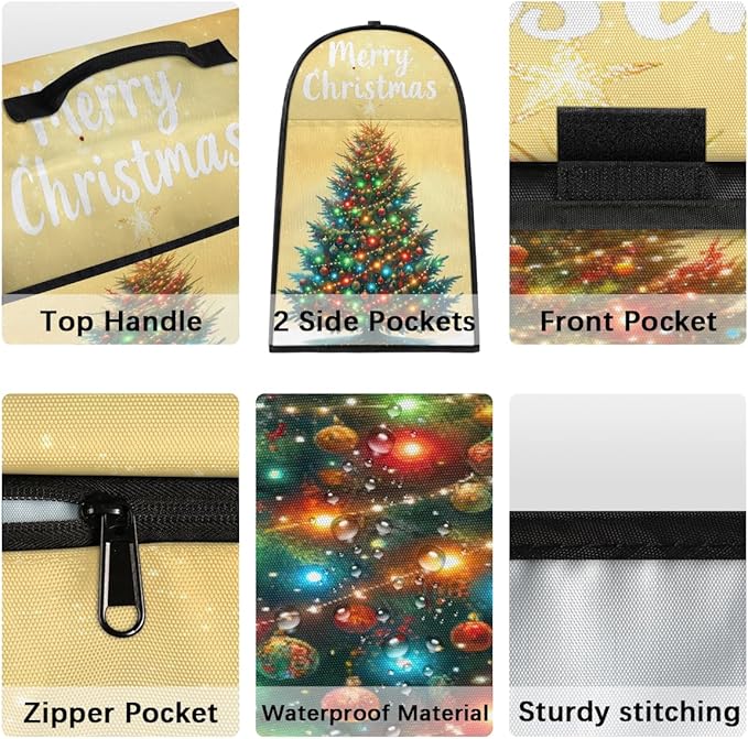 Kitchen Aid Mixer Cover Christmas Colorful Tree Stand Mixer Cover Compatible with 6-8 Quarts Stand Mixers Dust Covers with Zipper Pocket Foldable Washable Kitchen Aid Organizer Bag