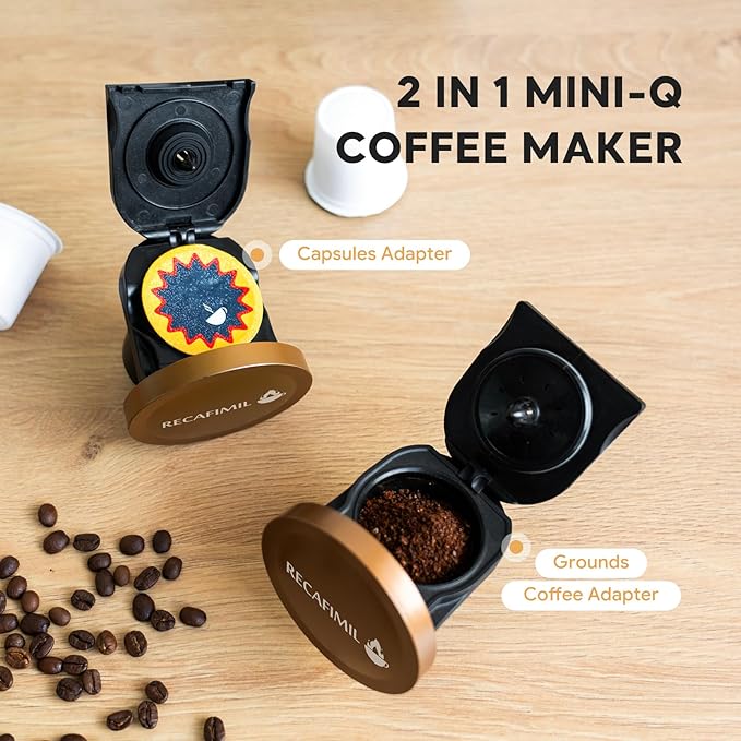 Single Serve Coffee Maker For K Cup Pod and Coffee Grounds /Tea Fast Brew in 2 minutes 2 IN 1 One Button Coffee Machine 4-8 Oz Brew Sizes Stylish＆Compact For Home Office RV and Dorm Black