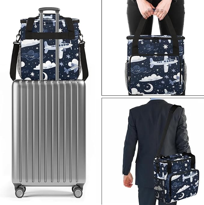 Aircraft Airplane Travel Coffee Maker Carrying Bag Large Organizer Storage Tote Bag Insulated Reusable Cooler Grocery Bags