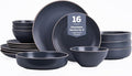 Stone Lain Lauren Modern Stoneware 16-piece Round Dinnerware Set Plates and bowls Set Dish set for 4 Charcoal