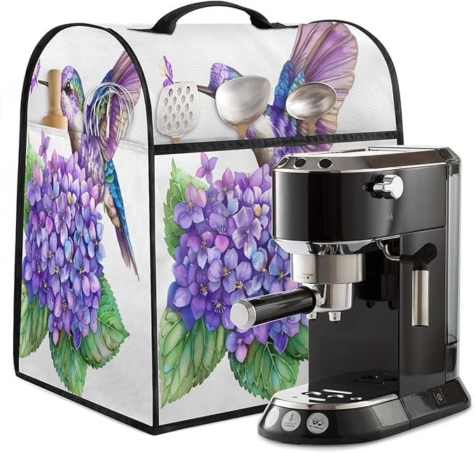 cfpolar Kitchen Aid Mixer Cover Compatible with 6-8 Quarts Flowers Watercolor Hummingbird Stand Mixer Cover Kitchen Aid Mixers Accessories Appliance Organizer Bag Dust Covers with Zipper Pocket