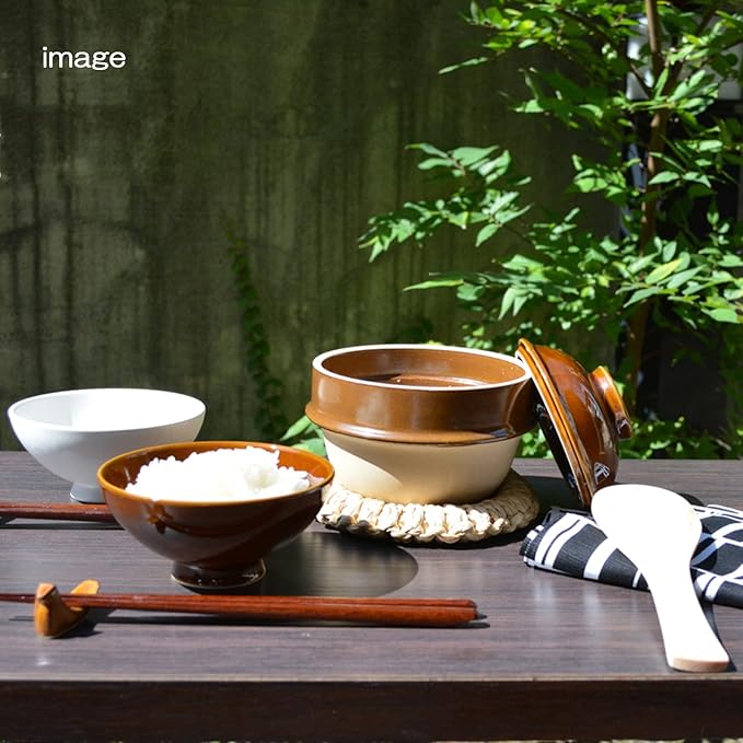 Tsukamoto KM-1 Mashiko Ware Rice Earthenware Pot 1 Go Brown 5.5 inches (14 cm) Brown