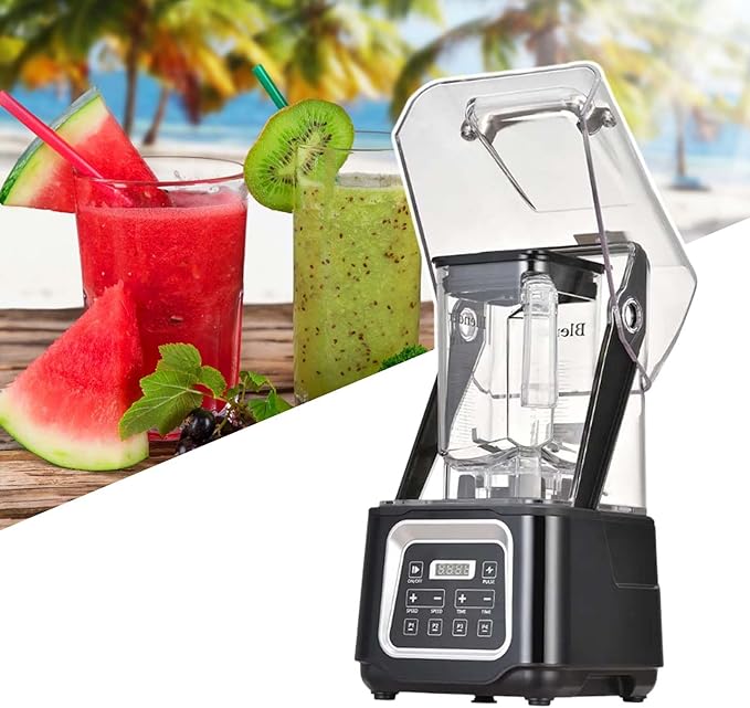 Quiet Smoothie Blender With Sound Proof Shield And Digital Display 2200W Countertop Fruit Smoothie MakerFor HouseholdCommercial