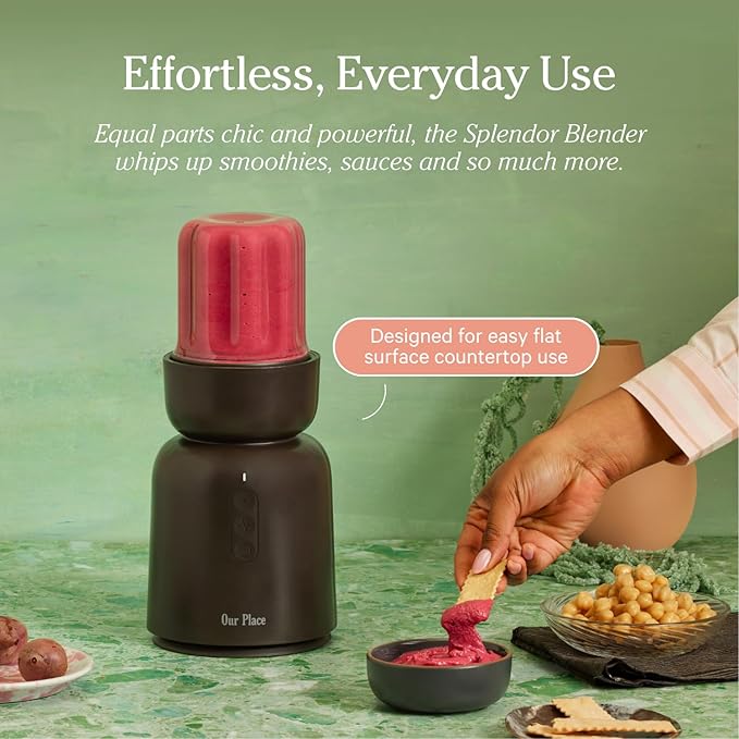 Our Place Splendor Blender - 1000W High-Power | Ultra-Sharp Blades | 2 Blending Modes | Includes 25 oz Personal Cup and Drinking Lid Set | Smoothies Shakes &amp More | Spice