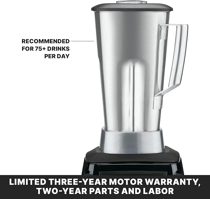 Waring Commercial MX1200XTS 3.5 HP Blender with Variable Speed Dial Speed Controls and a 64 oz. Stainless Steel Container 120V 5-15 Phase Plug