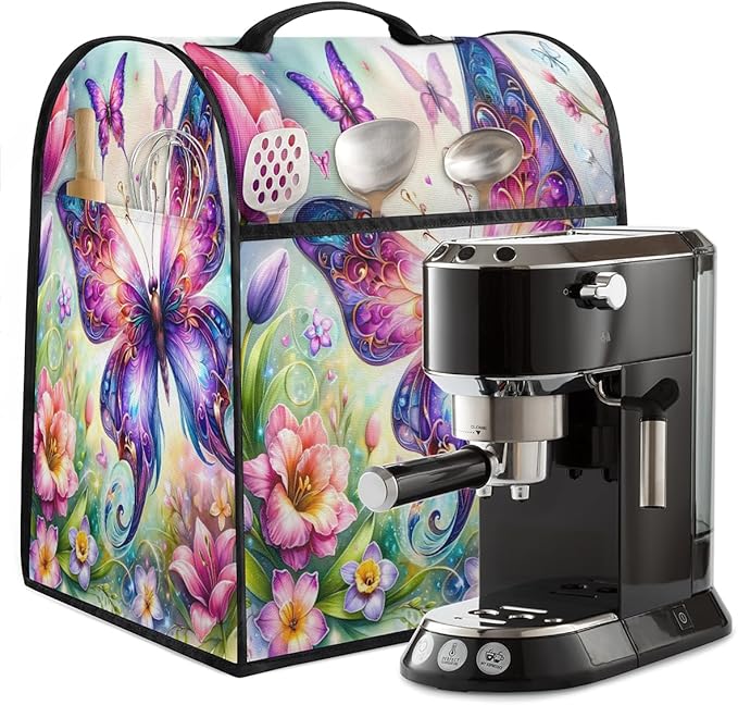 cfpolar Kitchen Aid Mixer Cover Compatible with 6-8 Quarts Butterfly Color Flowers Stand Mixer Cover Kitchen Aid Mixers Accessories Appliance Organizer Bag Dust Covers with Zipper Pocket
