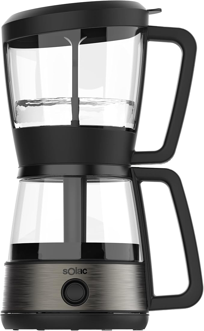 SOLAC SIPHON BREWER 3-in-1 Vacuum Coffee Maker Tea Brewer &amp Water Boiler Brushed Stainless Steel and Black 30 oz