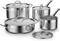 Cooks Standard Kitchen Cookware Sets Stainless Steel Professional Pots and Pans Include Saucepan Sauté Pan Stockpot with Lids 8-Piece Silver