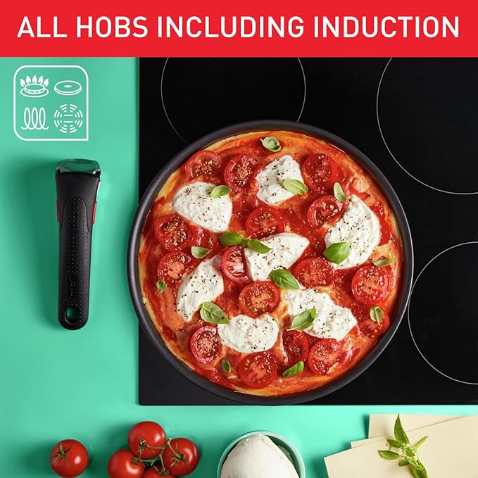 Tefal Ingenio Daily Chef ON 8 piece Non-Stick Induction Pan Set 22&amp24&amp28cm Frypans 16&amp20cm Saucepans 16&amp20cm Hermetic Lids Bakelite Removable Handle Grey L7619202