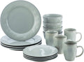 Rachael Ray Cucina Dinnerware 16-Piece Stoneware Dinnerware Set Sea -Salt Grey