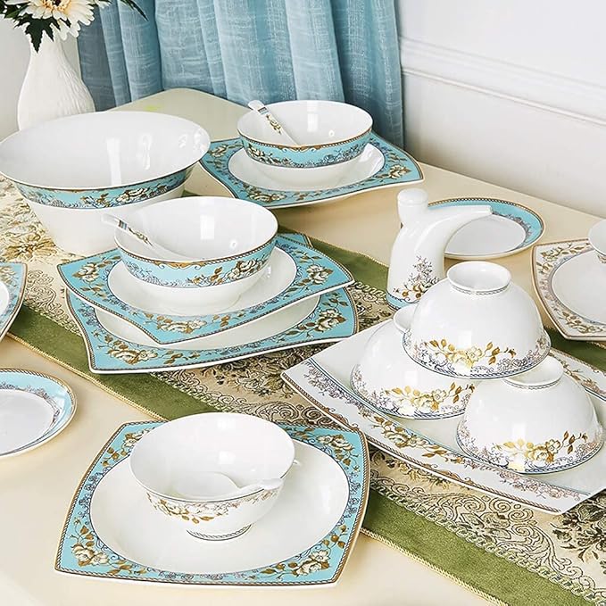 Ceramics Dinnerware Set with 30-PieceBowl/Dish/Spoon|Bone China Dinner SetsKunlun Type Porcelain Combination SetAA